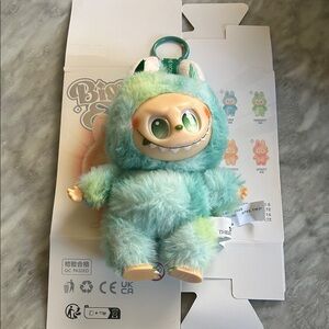 Fuzzy Green Monster Doll with White Accents